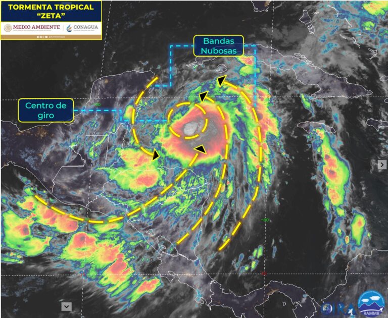 Zeta se intensificó a huracán categoría 1 en la escala Saffir-Simpson