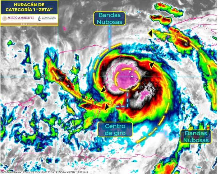 EL CENTRO DEL HURACÁN «ZETA» MUY CERCA DE COSTAS DE QUINTANA ROO