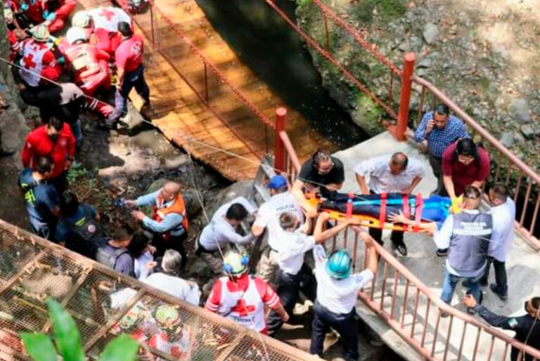 Colapsa puente colgante en el parque Porfirio Díaz de Cuernavaca, alcalde y regidores resultan heridos