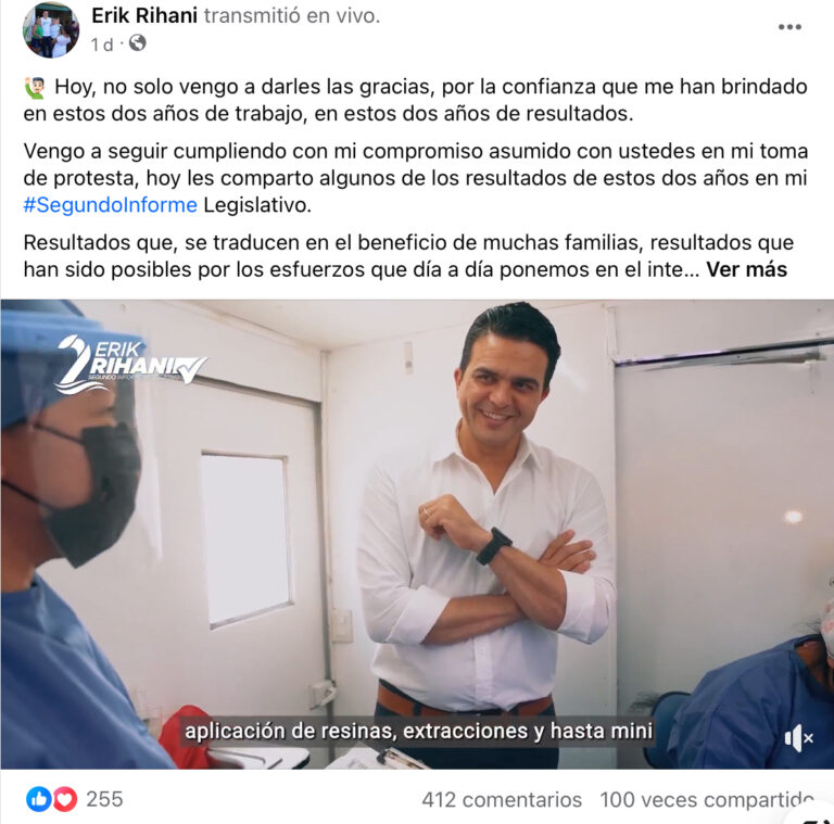 Aval ciudadano; respaldo de Progreso y el IX Distrito en 2o Informe de Erik Rihani