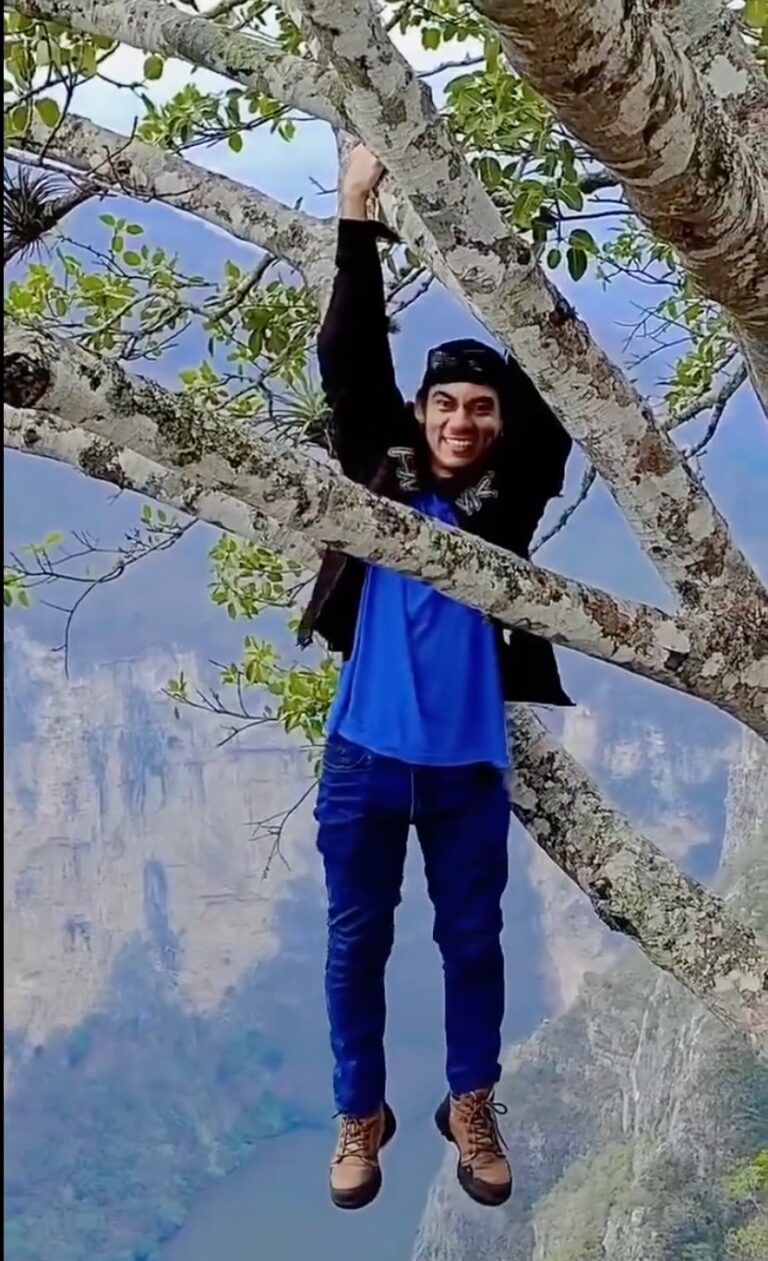 Multarán a influencer por colgarse de un árbol en el Cañón del Sumidero, Chiapas