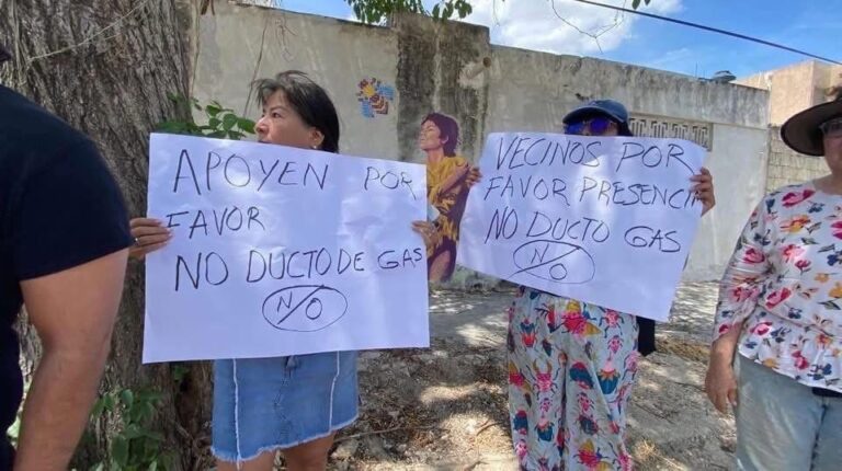 Vecinos de Pensiones frenan obras de gasoducto y exigen mayor información en Mérida